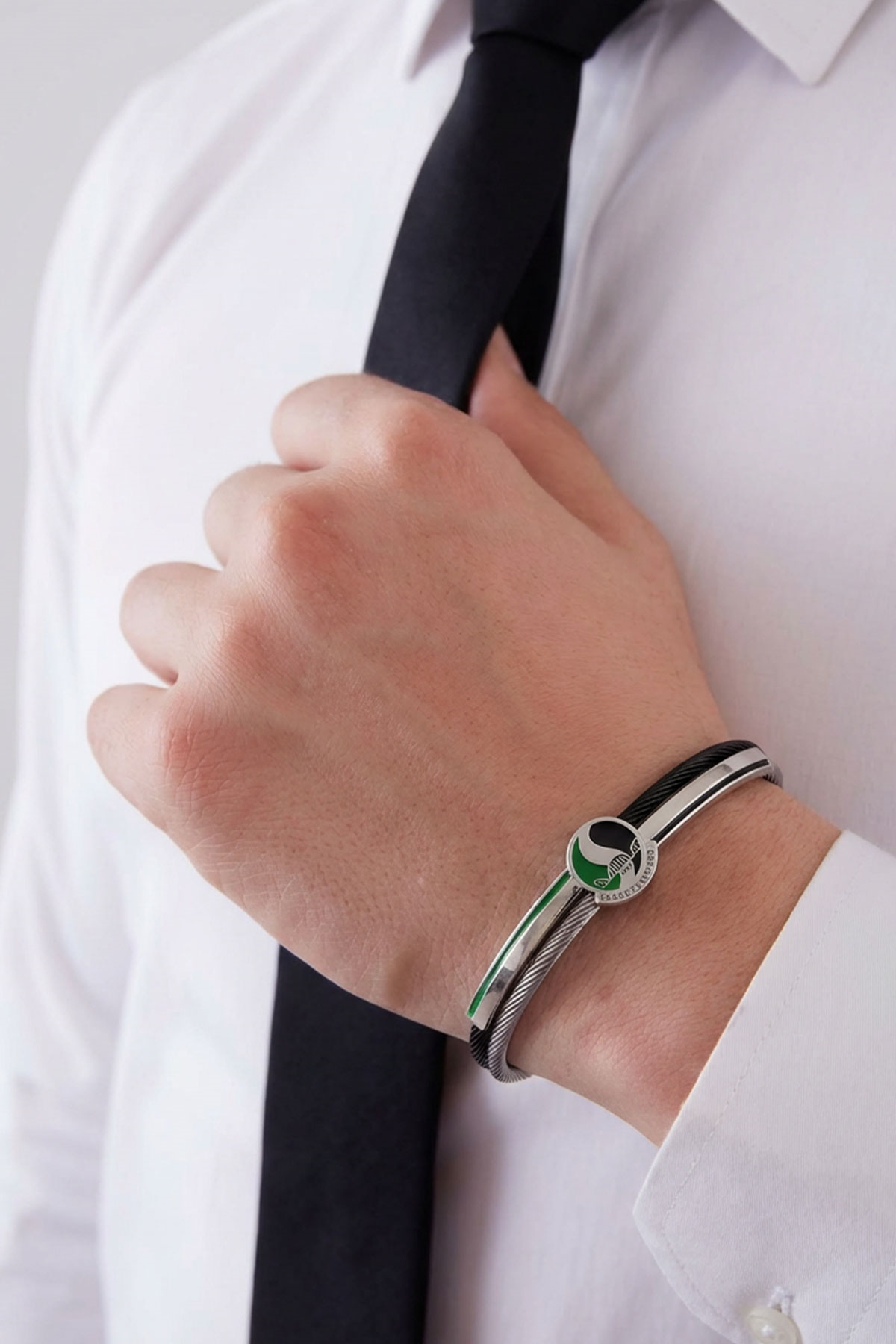 Sakaryaspor Gümüş - Siyah Bileklik -Logo